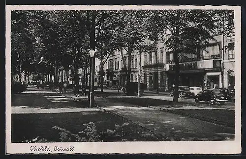 AK Krefeld, Ostwall, Strassenpartie