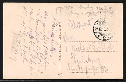 AK Crefeld, Bismarckplatz mit Bismarckdenkmal