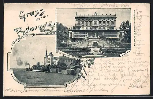 AK Berg, Hotel Rottmannshöhe mit Grünanlage, Starnberger See