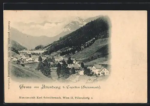 AK Altenberg b. Kapellen, Gruss mit Ortsansicht