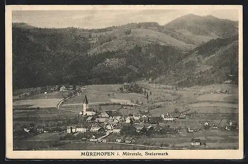 AK Mürzhofen i. Mürztale, Ortsansicht mit Kirche