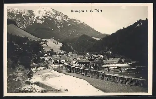 AK Krampen a. d. Mürz, Ortsansicht mit Brücken