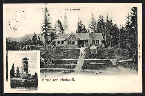 AK Mariazell, Am Gasthaus Bürgeralp, Aussichtsturm