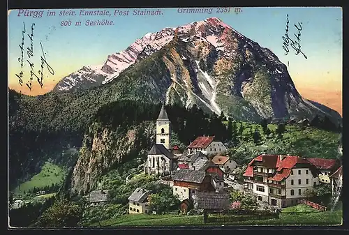 AK Pürgg, Ortsansicht mit Grimming