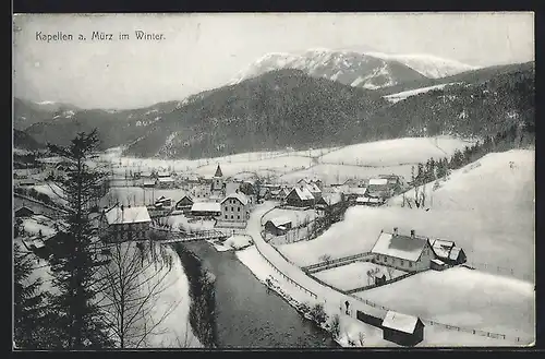 AK Kapellen a. Mürz, Ortspartie im Winter