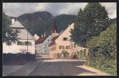 AK Aflenz, Strassenansicht mit Kirchturm