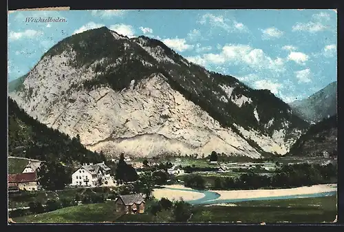AK Weichselboden, Ortspartie mit Bergen