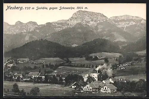 AK Neuberg an der Mürz, Ortsansicht mit Blick gegen Schneealpe