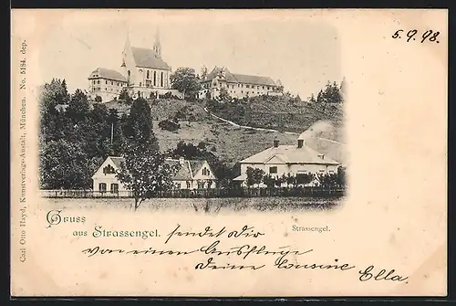 AK Strassengel, Ortspartie mit Kirche