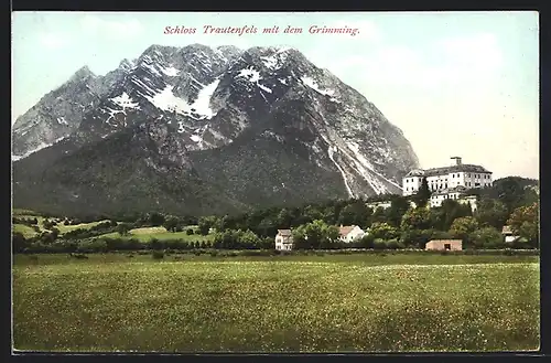 AK Irdning, Schloss Trautenfels mit dem Grimming