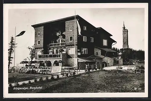 AK Bürgeralpe, Blick auf das Berghotel, Restaurant und Café