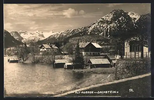 AK Alt-Aussee, Ortsansicht mit Dachstein