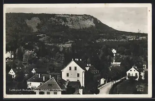 AK Radegund, Ortsansicht mit Schöckel