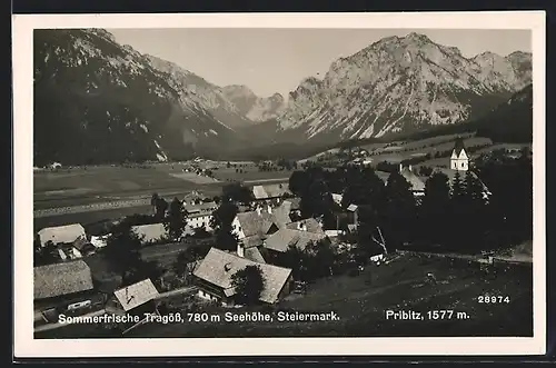 AK Tragöss, Ortsansicht mit Kirche und Pribnitz