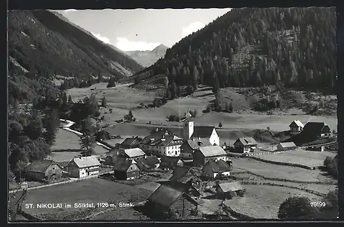 AK St. Nikolai /Sölktal, Gesamtansicht aus der Vogelschau