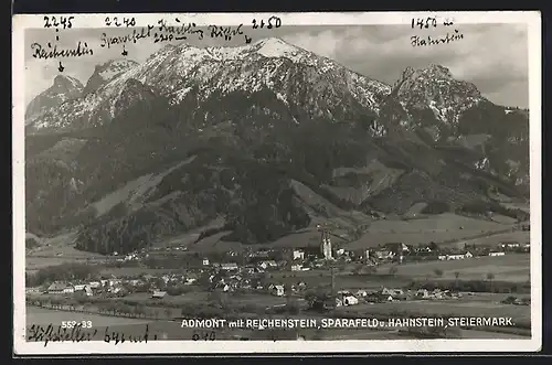 AK Admont, Gesamtansicht mit Bergspitzen