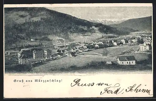 AK Mürzzuschlag, Totalansicht vom Berg aus