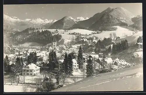 AK Bad Aussee, Ortsansicht im Winter aus der Vogelschau