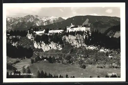 AK Strechau, Schloss Strechau aus der Vogelschau