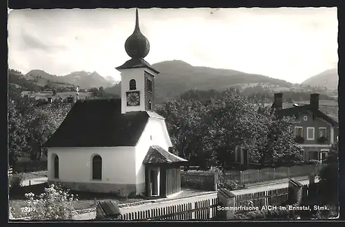 AK Aich /Ennstal, Ortspartie mit Kirche