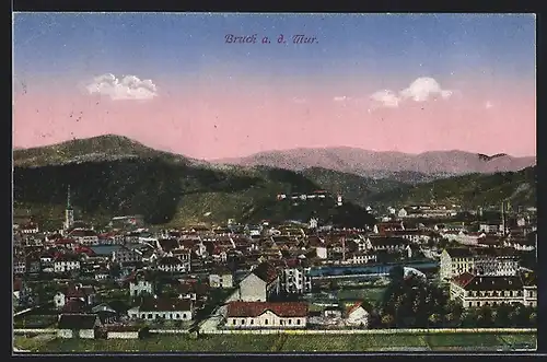AK Bruck /Mur, Ortsansicht mit Bergpanorama