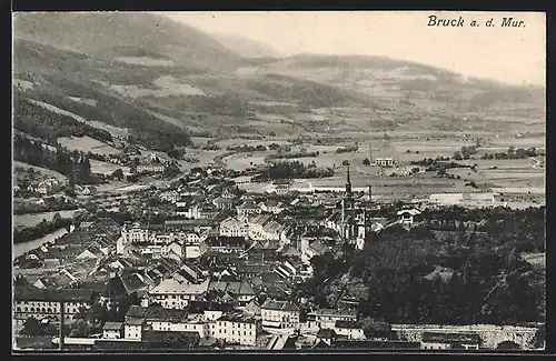 AK Bruck /Mur, Ortsansicht mit Blick in die Ferne