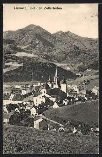 AK Mariazell, Ortsansicht mit Zellerhüten