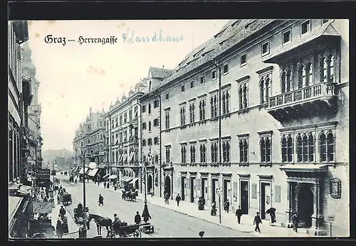 AK Graz, Herrengasse mit Geschäften