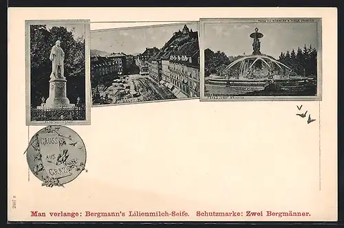 AK Graz, Anastasius-Grün, Haupt-Platz, Franz-Josef-Brunnen