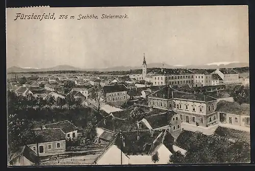 AK Fürstenfeld, Totalansicht mit Kirche