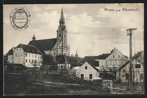 AK Gleisdorf, Ortsansicht mit Kirche