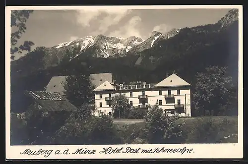 AK Neuberg a. d. Mürz, Hotel Post mit Schneealpe