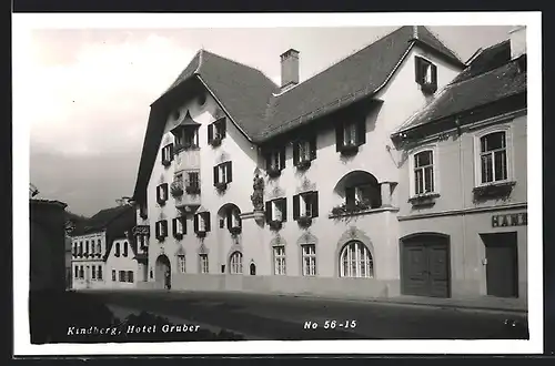 AK Kindberg, Hotel Gruber, Vorderansicht