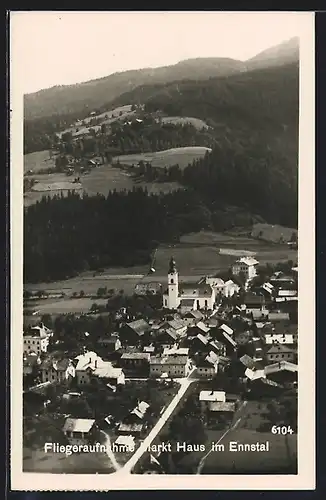 AK Markt Haus im Ennstal, Fliegeraufnahme der Ortschaft