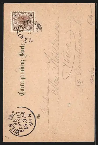 Lithographie Mariazell, Prozession bei der Kirche