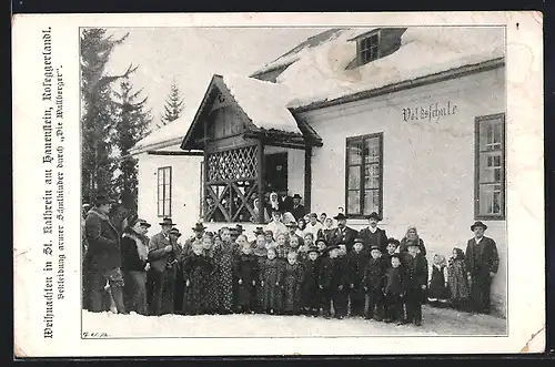 AK St. Kathrein am Hauenstein, Volksschule, Weihnachten, Bekleidung armer Schulkinder
