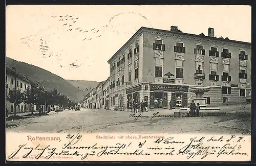 AK Rottenmann, Stadtplatz mit obere Hauptstrasse