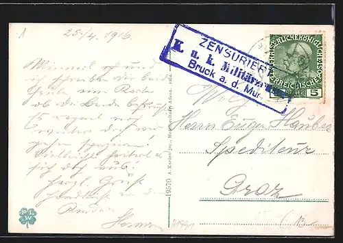 AK Aflenz, Hotel Anton Karlon jun. Zur Post, Totalansicht mit Kirche, Häuser und Gebirge