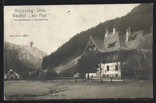 AK Mürzsteg, Gasthof zur Post, Hohe Veitsch