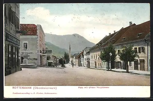 AK Rottenmann, Platz mit Unterer Hauptstrasse