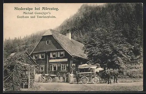 AK Niederalpe b. Mürzsteg, Michael Gamsjäger`s Gasthaus und Touristenheim