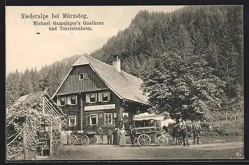 AK Mürzsteg, Niederalpl, Michael Gamsjäger` Gasthaus & Touristenhaus