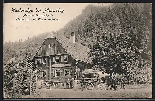 AK Niederalpe b. Mürzsteg, Michael Gamsjäger`s Gasthaus und Touristenheim