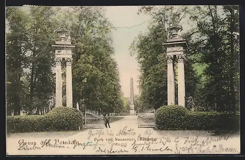 AK Potsdam, Park von Sanssouci, Eingang