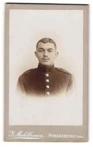 Fotografie F. Mehlbreuer, Strassburg i. Els., Soldat in Uniform mit Schnauzbart