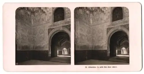 Stereo-Fotografie unbekannter Fotograf, Ansicht Granada, Alhambra - La salle des deux soeurs