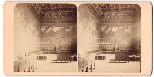 Stereo-Fotografie unbekannter Fotograf, Ansicht Toledo, Saal mit Wandgemälden