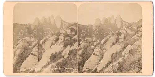 Stereo-Fotografie unbekannter Fotograf, Ansicht Montserrat / Katalonien, Felsengruppe