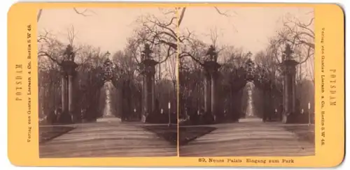 Stereo-Fotografie Gustav Liersch & Co., Berlin, Ansicht Potsdam, Neues Palais - Eingang zum Park
