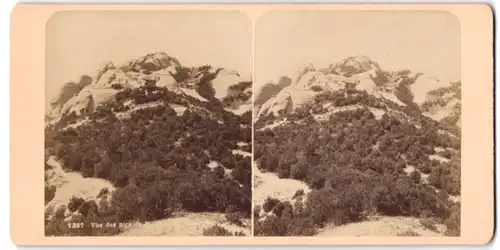 Stereo-Fotografie Fotograf unbekannt, Ansicht Montserrat / Katalonien, Berg-Panorama